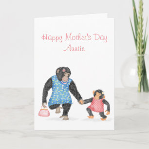 Carte Mignonne chimpanzé de la fête des mères pour