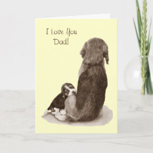 Carte Mignonne chiot beagle bouddin maman chien pour pap