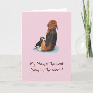 Carte Mignonne chiot beagle chien bouddin maman