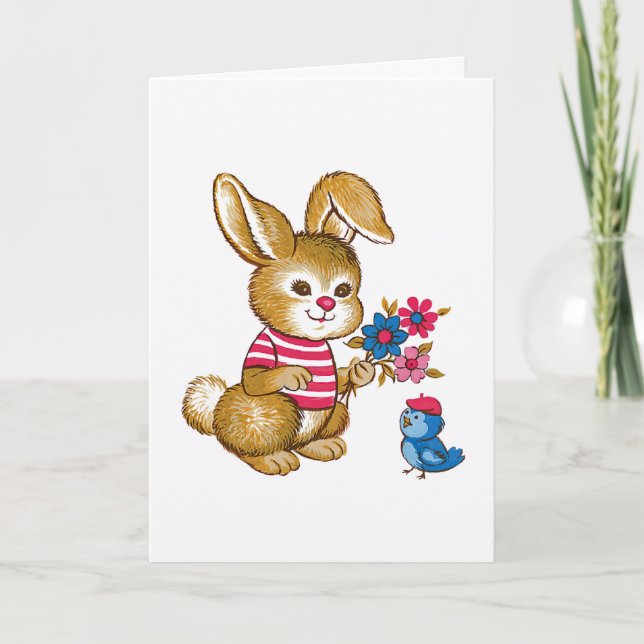 Carte mignonne d'anniversaire de enfant de lapin (Devant)