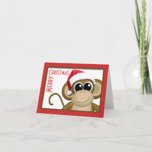 Carte mignonne de "Joyeux Noël" de singe de