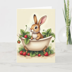 Carte Mignonne de Lapin dans une Baignoire