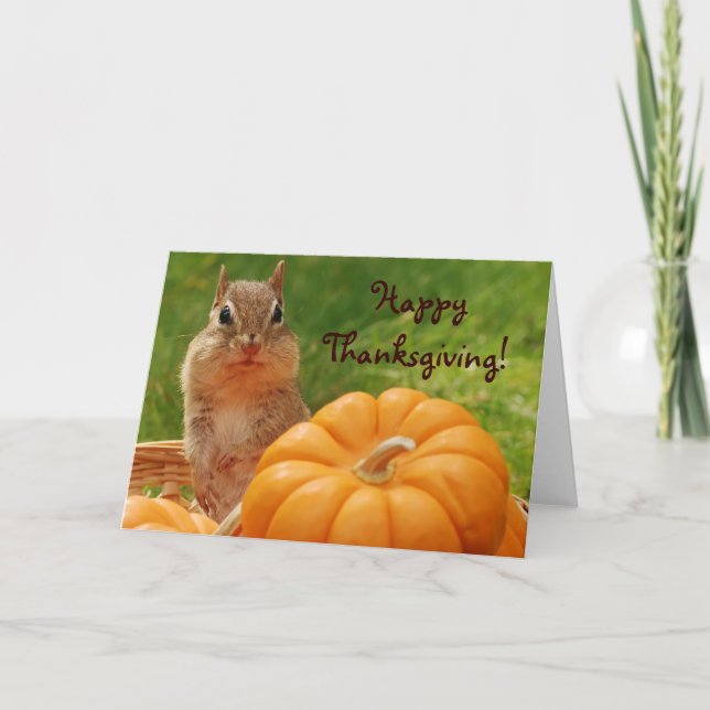 Carte mignonne de tamia de bon thanksgiving (Devant)