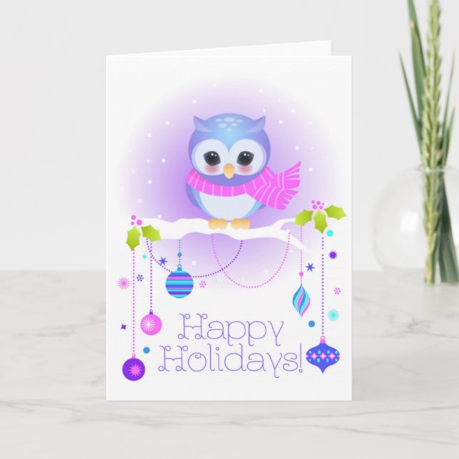 Carte mignonne de vacances de hibou (Devant)