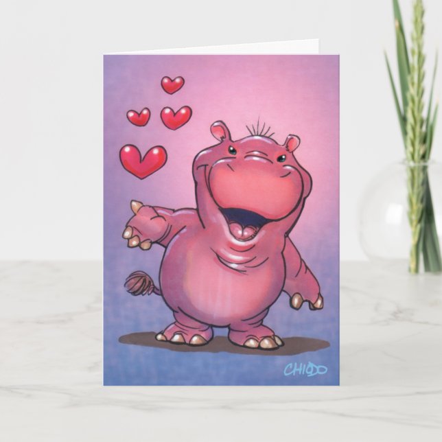 Carte mignonne d'hippopotame (Devant)