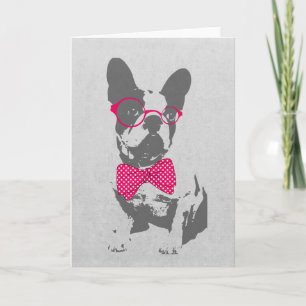 Carte Mignonne drôle animal vintage tendance French bull