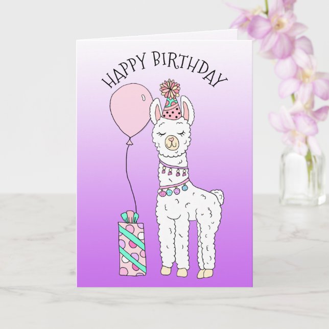 Carte Mignonne Drôle Lama Humour Joyeux anniversaire (Orchidée)