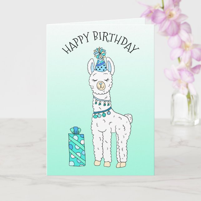 Carte Mignonne Drôle Lama Humour Joyeux anniversaire (Orchidée)