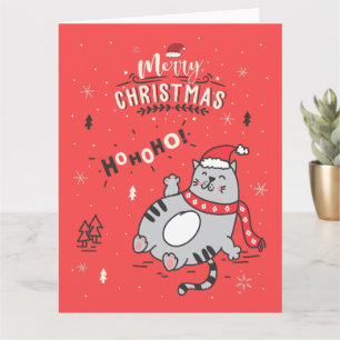 Carte Mignonne et drôle Chat Noël joyeuses Salutations
