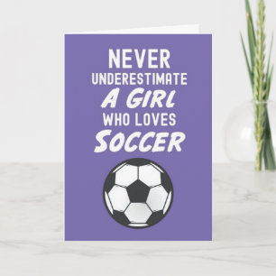 Carte Mignonne Fille de Foot Rose