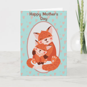 Carte Mignonne Fox Mama et Baby Mother's Day