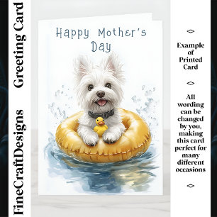 Carte Mignonne Fun Westie Chien Roubber Ring CV5 Mère pe