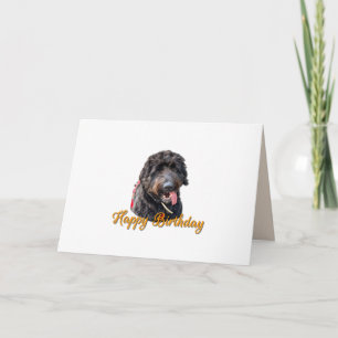 Carte Mignonne Furry Black Goldendoodle Joyeux Anniversa