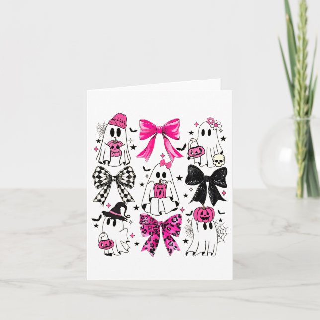 Carte Mignonne Ghost Coquette Aesthétique Vaches roses M (Devant)