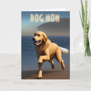 Carte Mignonne Golden Retriever Beach Chien Maman