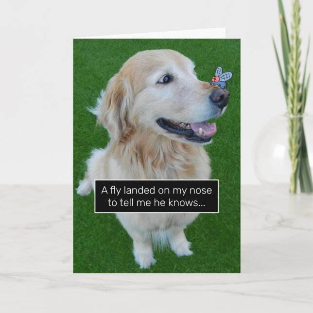 Carte Mignonne Golden Retriever volez avec un message d' (Devant)