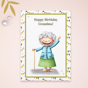 Carte Mignonne grand-mère Anniversaire personnalisé