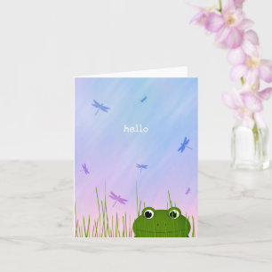 Carte mignonne grenouille regarder simple bonjour penser