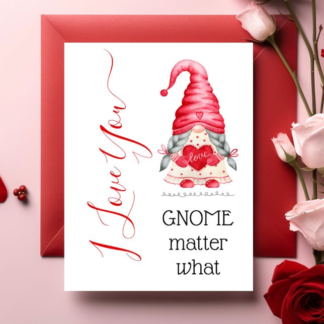 Carte Mignonne Je T'Aime Fille Gnome Matière Ce Valentin (Créateur téléchargé)