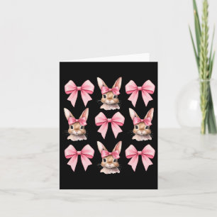 Carte Mignonne lapin de Pâques Visage Coquette Bow Jour