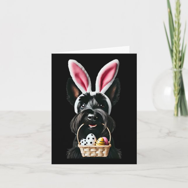 Carte Mignonne Lapin Ear Scottish Terrier Chien Oeufs de (Devant)