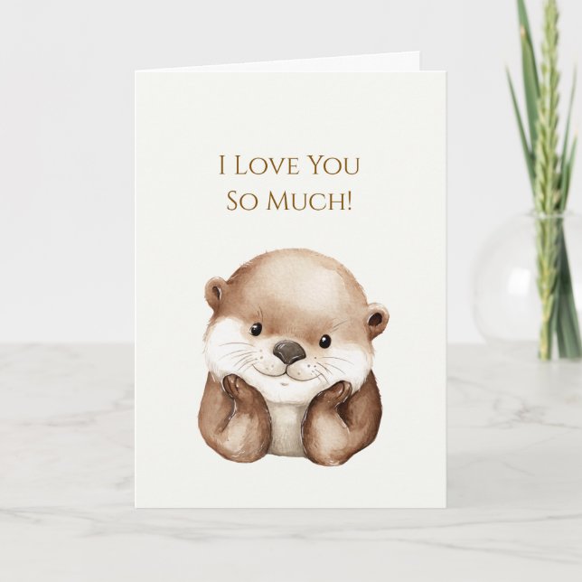 Carte Mignonne Loutre Heureuse T'aime Tellement (Devant)