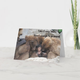 Carte Mignonne Mère Singes et Bébé Animal Note Salutatio