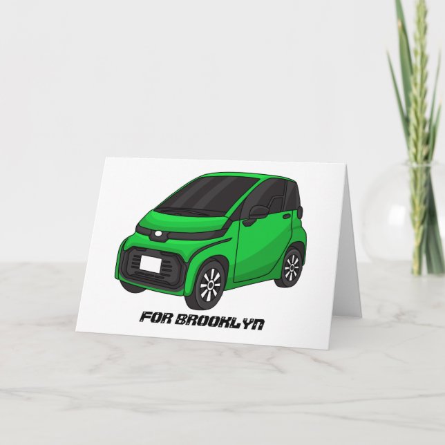 Carte Mignonne micro-voiture verte (Devant)