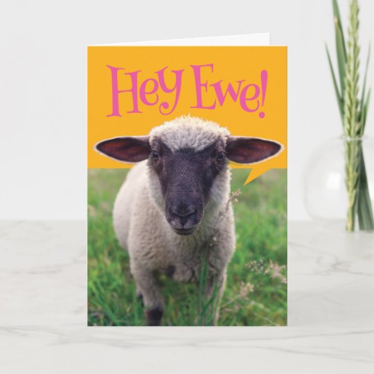 Carte Mignonne Mouton Dit Hey Ewe Joyeux Anniversaire Zazzle Fr