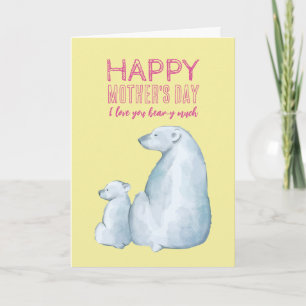 Carte Mignonne Ours Polaire Maman Joyeuse fête des mères