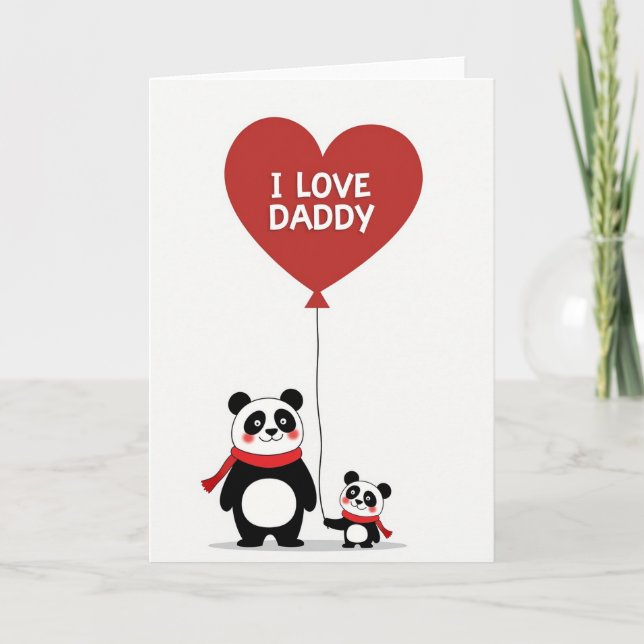 Carte Mignonne Panda J'Aime Papa (Devant)