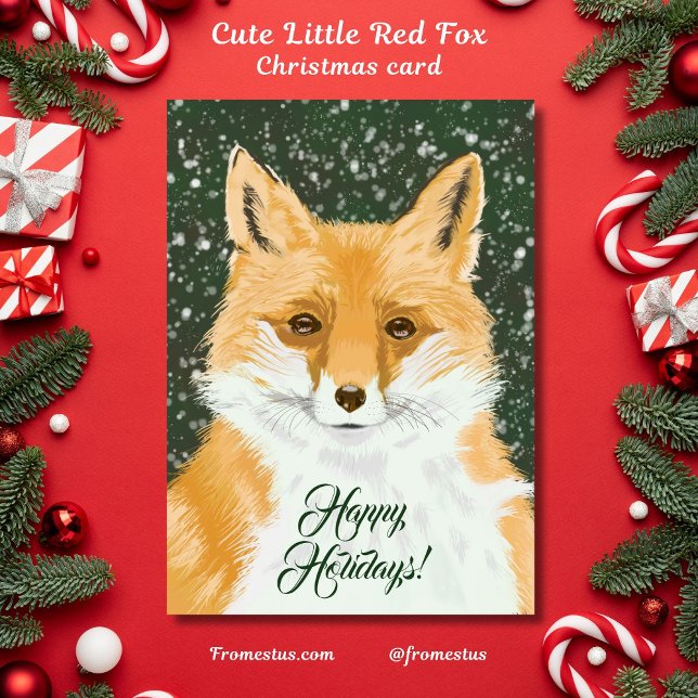 Carte Mignonne Petit Renard Rouge - dans la neige. (Créateur téléchargé)