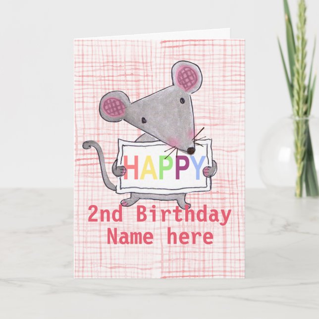 Carte Mignonne petite souris dit JEUX ANNIVERSAIRE (Devant)
