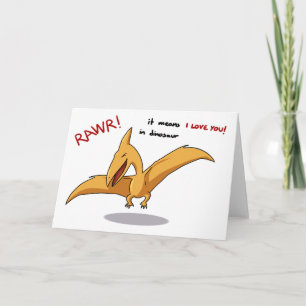 Carte mignonne plume de dinosaure signifie que je t'aime
