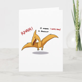 Carte mignonne plume de dinosaure signifie que je t'aime
