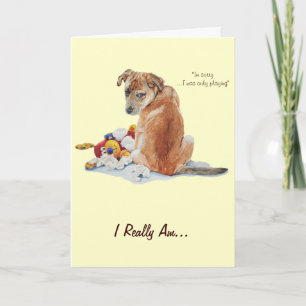 Carte mignonne race mixte chiot brun chien désolé