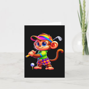 Carte Mignonne Singe Jouer Golf Golfeur Golf Sport Homme