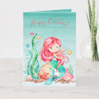 Mignonne sirène d'aquarelle sous la mer Voiture d'