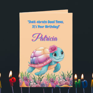 Carte Mignonne Sous La Mer Florale Tortue De Mer Anniver