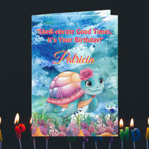 Carte Mignonne Sous La Mer Florale Tortue De Mer Anniver