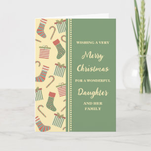 Carte Mignonne Stockage Fille et famille Joyeux Noël