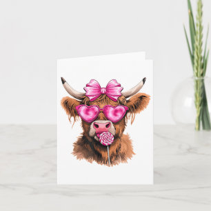 Carte Mignonne Valentines Jour Coeur Highland Vache Femm