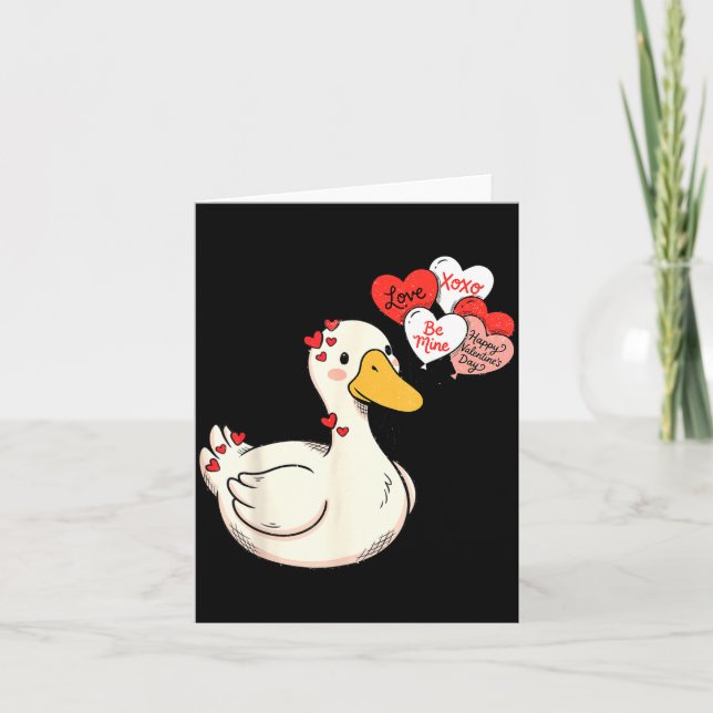 Carte Mignons Amour de la Saint-Valentin Oies Canard Sil (Devant)