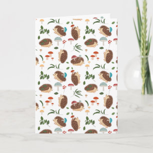 Carte Mignons champignons hérisson forêt bois animal