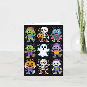 Carte Mignons enfants de dessin animé Halloween fantôme 