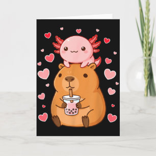 Carte Mignons Garçons Filles Axolotl Capybara Bubble Tea