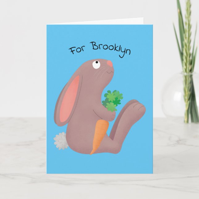 Carte Mignons lapin lapin lapin assis avec dessin de car (Devant)