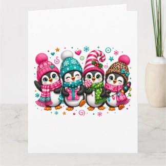 Carte Mignons manchots de Noël