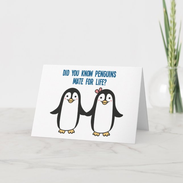 Carte Mignons pingouins romantiques d'amour (Devant)