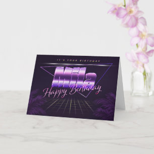 Carte Mila Name Prénom lila retro Map Anniversaire